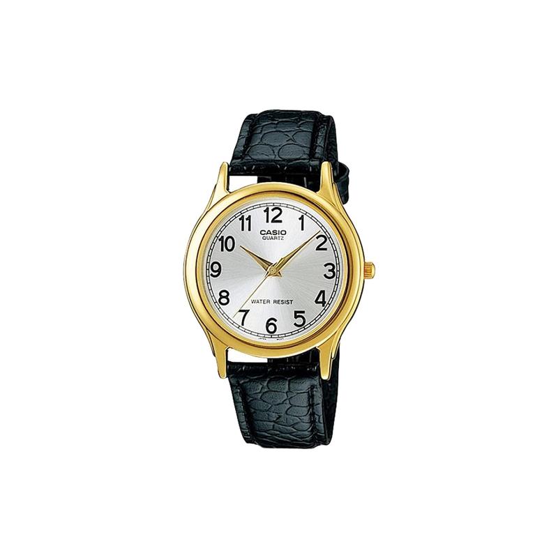 Casio Золотой безель кварцевый механизм кожаный ремешок японские и корейские часы женские часы серебристый циферблат MTP-1093Q-7B1
