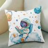 Double Sided Watercolor Astronaut Reading Book Throw Pillow Cover Kids Space Planet Print Cushion Cover For Home Decor