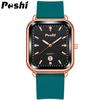 Часы POSHI, мужские и женские модные часы, водонепроницаемые женские кварцевые часы из сплава с силиконовым ремнем