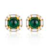 100 %925 Sterling Silver Round Emerald Moissanite Gemstone Engagement 18k Gold Plated Earrings For Women Fine Jewelry