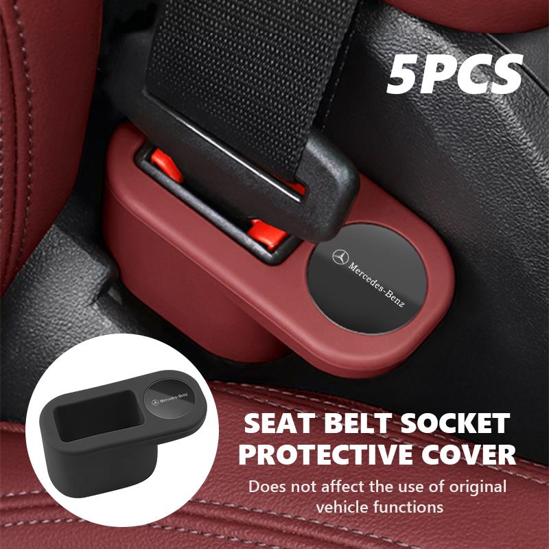 AABII1 For Benz Car Seat Belt Buckle Safety Belt Base TPE Socket Protection Cover AMG W213 W124 W108 W126 Exclusive W204 W222 W205 W203