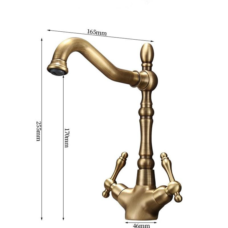 Tuqiu Antique Bathroom Faucet Brass Bathroom Basin Faucet Cold Hot Water Mixer Lavotory Faucet Sink Tap Deck Mounted  Tap