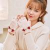 Antlers Gloves Female Winter Student Flip Half Finger Cute Trendy Cartoon Warm Plush Writing Plush Christmas
