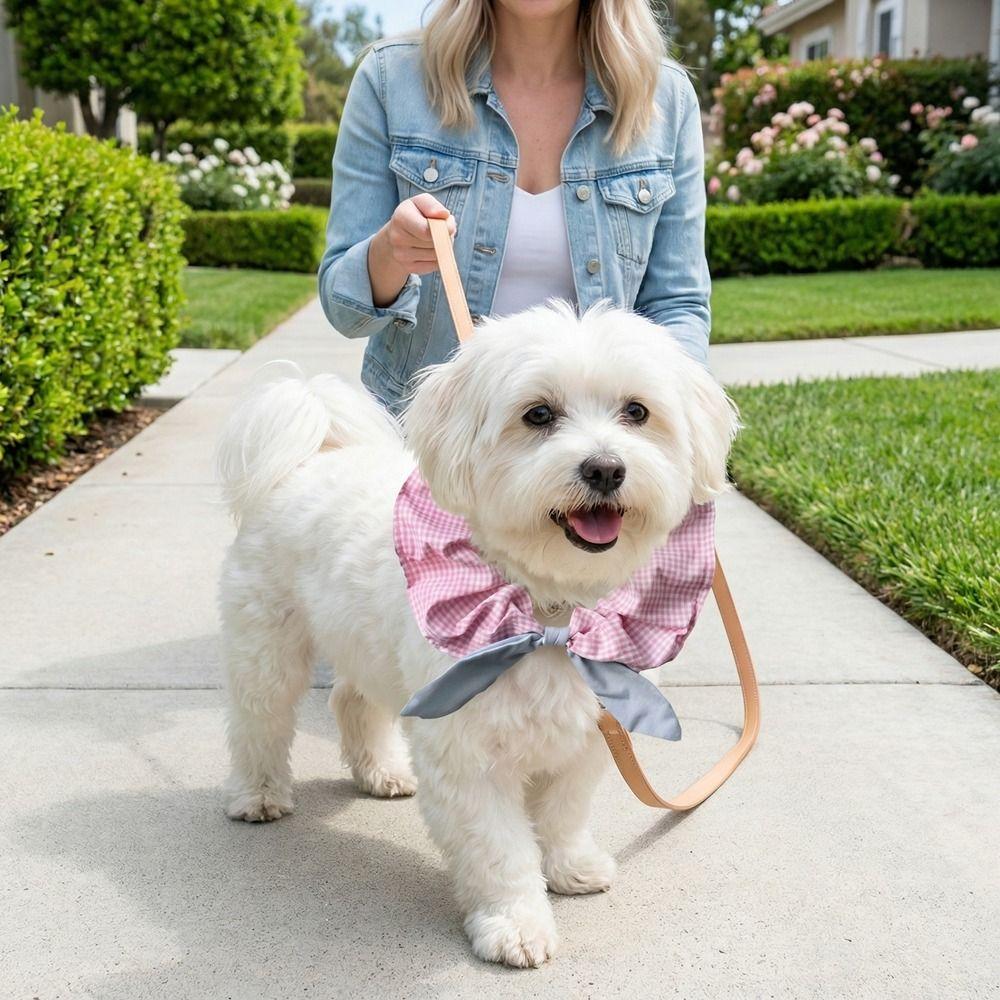 Comfortable Dog Collar Plaid Pattern Cat Neck Wear Pet Accessories Pet Cat Scarf Take Photos