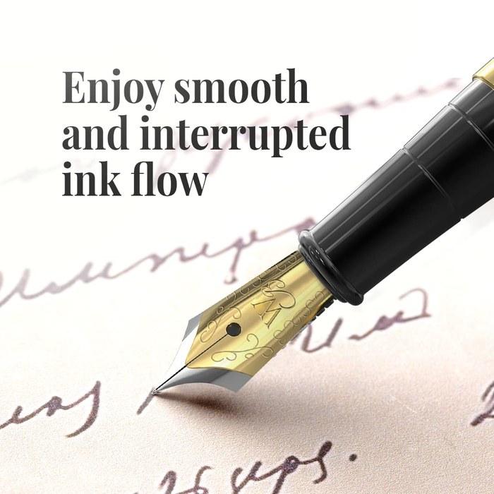 Erudite Fountain Pen - Medium Nib (Black section, Gold trim) - 1pc