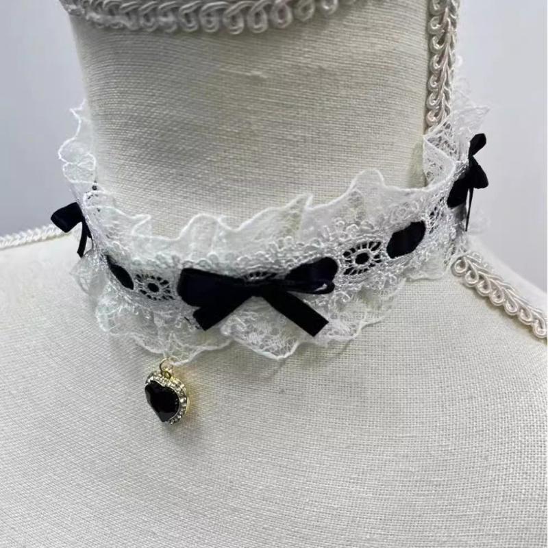 Короткий кружевной чокер Nekclace для женщин и девушек, мода Лолиты, готический воротник, ожерелье, подарок для вечеринки, косплей, ювелирные изделия