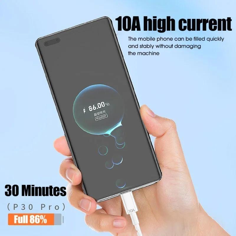 Кабель USB на Type-C 120 Вт с быстрой зарядкой 10 А для iPhone, Huawei, Xiaomi, Realme, Samsung, Poco - Доступен длиной 0,25 м, 1 м, 1,5 м, 2 м