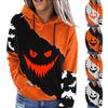Женский пуловер с принтом Хэллоуина, круглый вырез, заниженная линия плеча, блузка с длинными рукавами