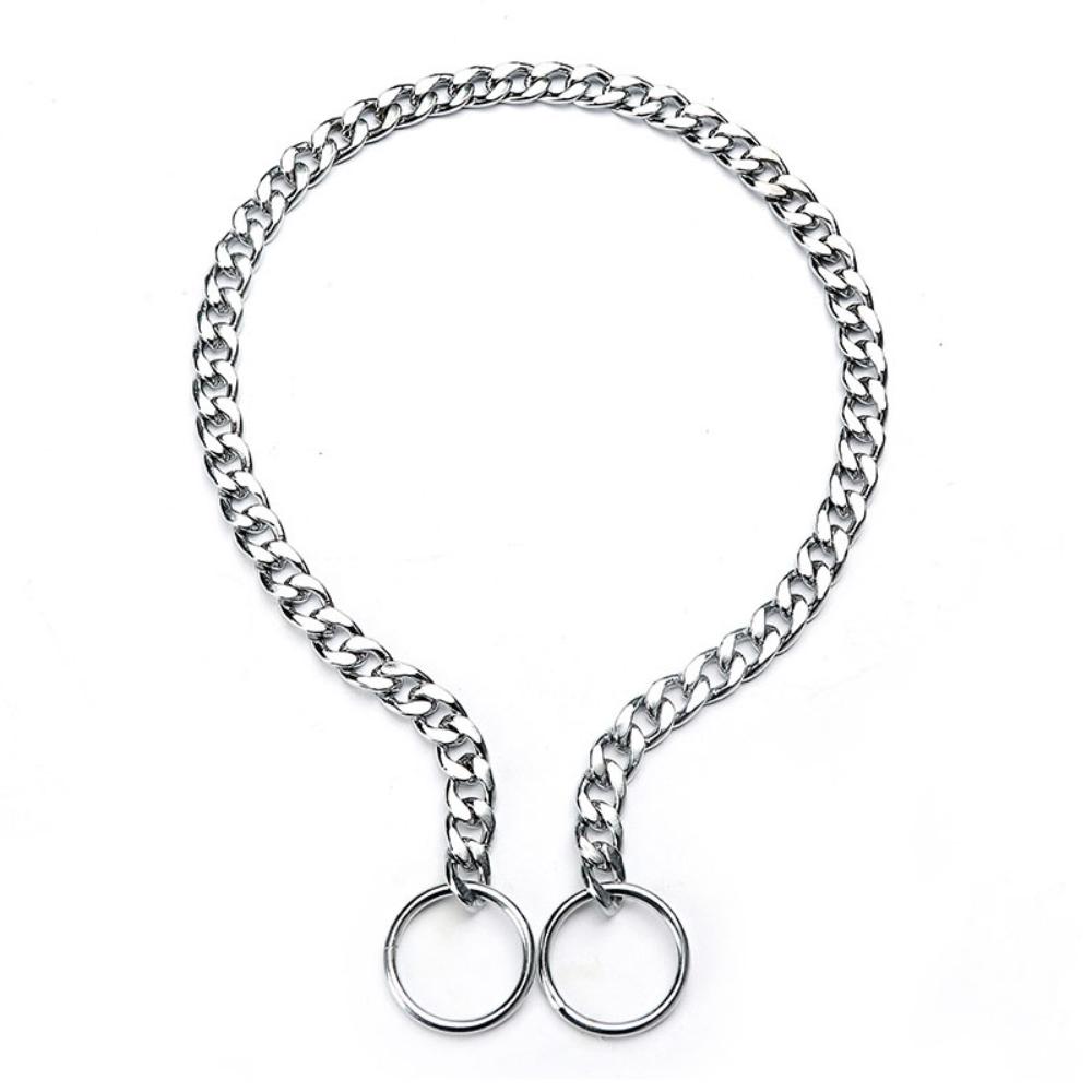 Ошейник-цепь из нержавеющей стали для собаки, регулируемые аксессуары для питомца, плоский пинч-ошейник для собаки для французского бульдога, питбуля, ошейник для питомца