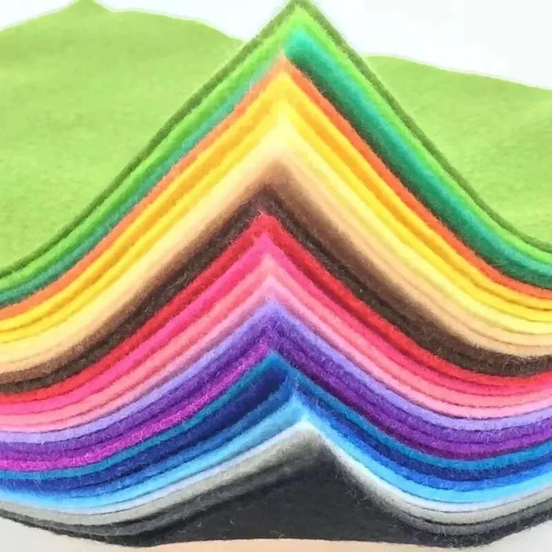 40Pcs Soft Felt Fabric Sheet Assorted Color Patchwork Sewing DIY Craft Squares Nonwoven 1mm Thick Handmade Fabric Weaving