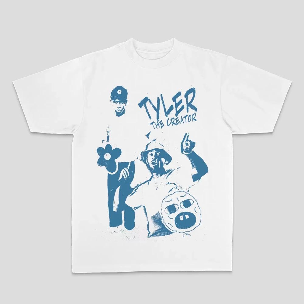 Летняя футболка Tyler The Creator для мужчин и женщин, Tyler рэп хип-хоп американский стрит принт, прямая печать, хлопок, футболка с коротким рукавом
