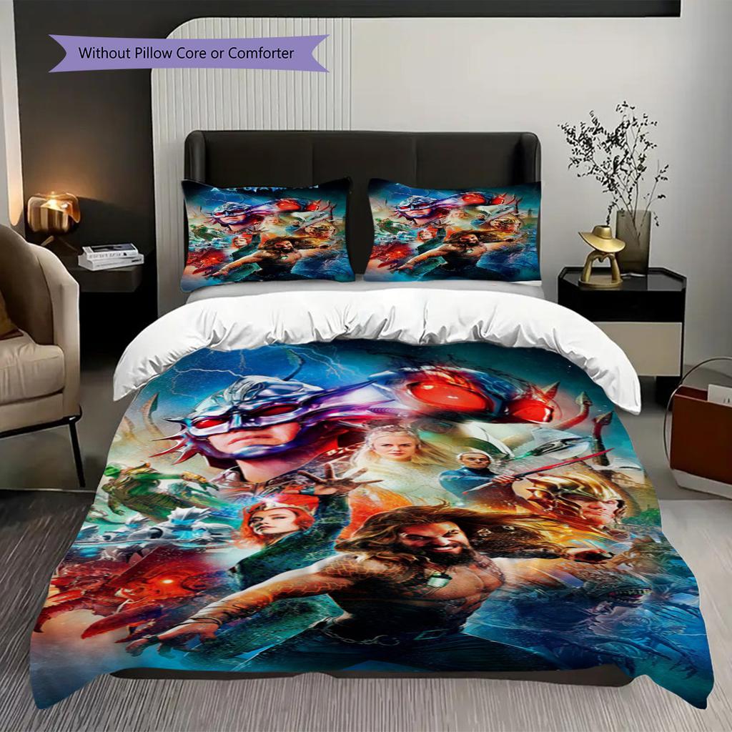Aquaman'S Golden Armor Threepiece Set 1 Duvet Cover 2 Pillowcase Without Core Christmas Birthday Gift Bedding Set