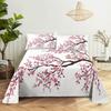 Pink Rose Bed Sheet Sets 3D Print Flowers Bed Flat Sheet For Women Girls King Queen Full Twin Size 2/3Pcs Bed Linen Room Decor