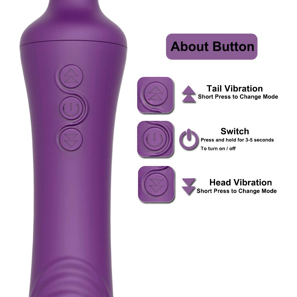 Oral Powerful Wand Vibrator Dual Magic G Spot Massage Anal Plug Toys For Adult Vaginal Clit Stimulate Soft Female Masturbator