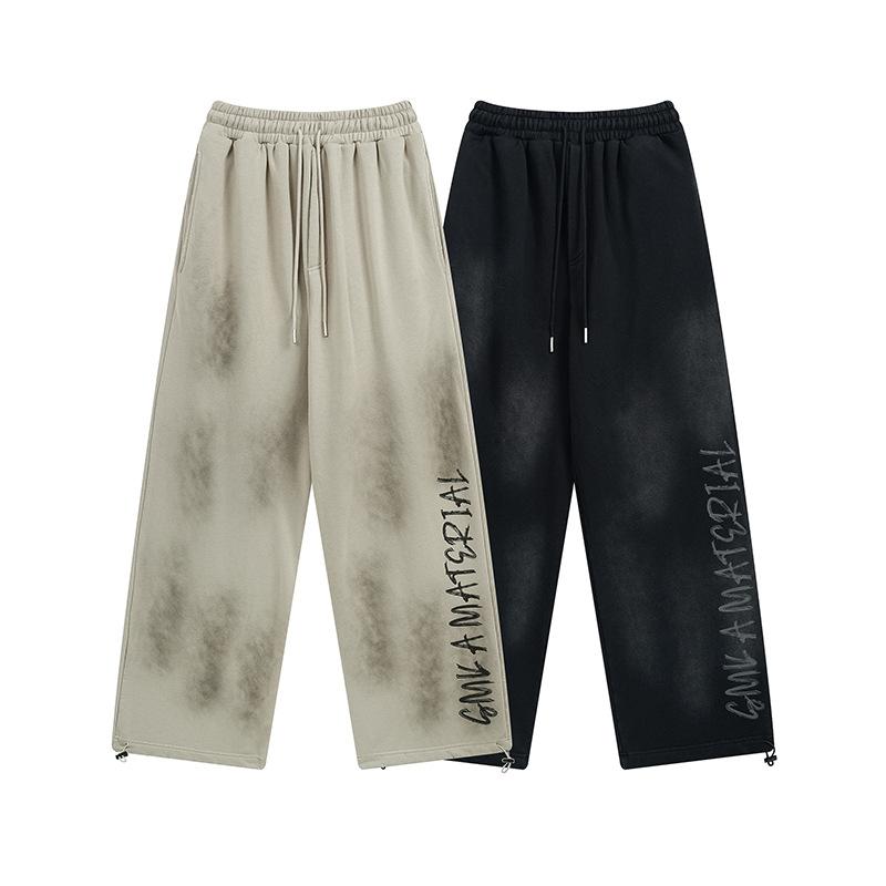 Men's 2026 New American Retro Dirty Dye Washed Sweatpants Hip Hop Street Dance Athletic Casual Pants