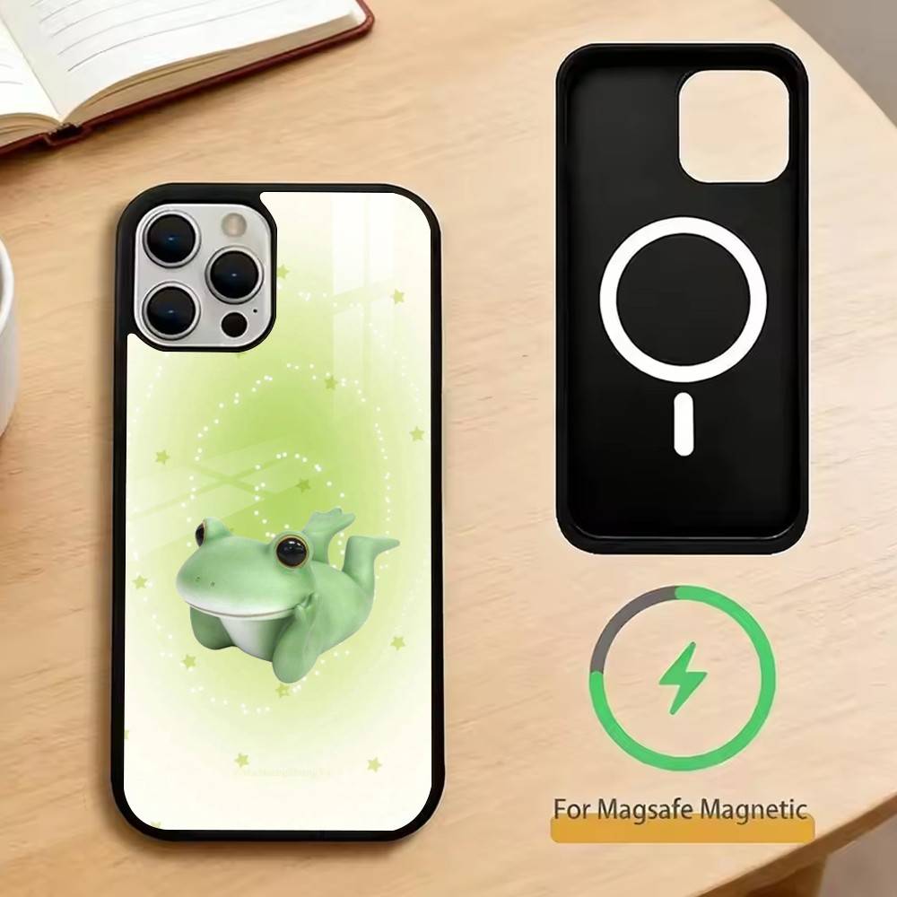 Забавные лягушки Чехол для телефона для iPhone17,16,15,14,13,12,11 Plus,Pro Магнитный с Magsafe Беспроводная зарядка