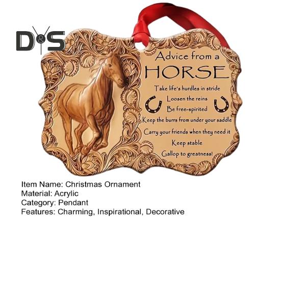 Horse Christmas Ornament 2D Acrylic Horse Xmas Tree Hanging Ornament Horse Keepsake Home Decoration for Horse Lovers