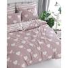 Parure de lit - 1 housse de couette 220 x 240 cm + 2 taies d'oreiller 60 x 60 cm - 65% coton, 35% polyester - Rose