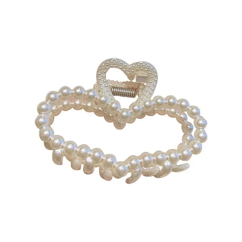 Летняя женская заколка для волос с жемчугом, геометрическая заколка-краб, шпильки, головной убор, заколки для волос «конский хвост», крабик, аксессуары для женщин, креативный подарок