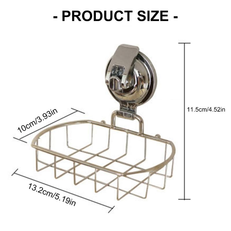 Rustproof Bathroom Soap Holder Space Saving Stainless Steel Vacuum Suction Organiser For Shower Sink Countertop