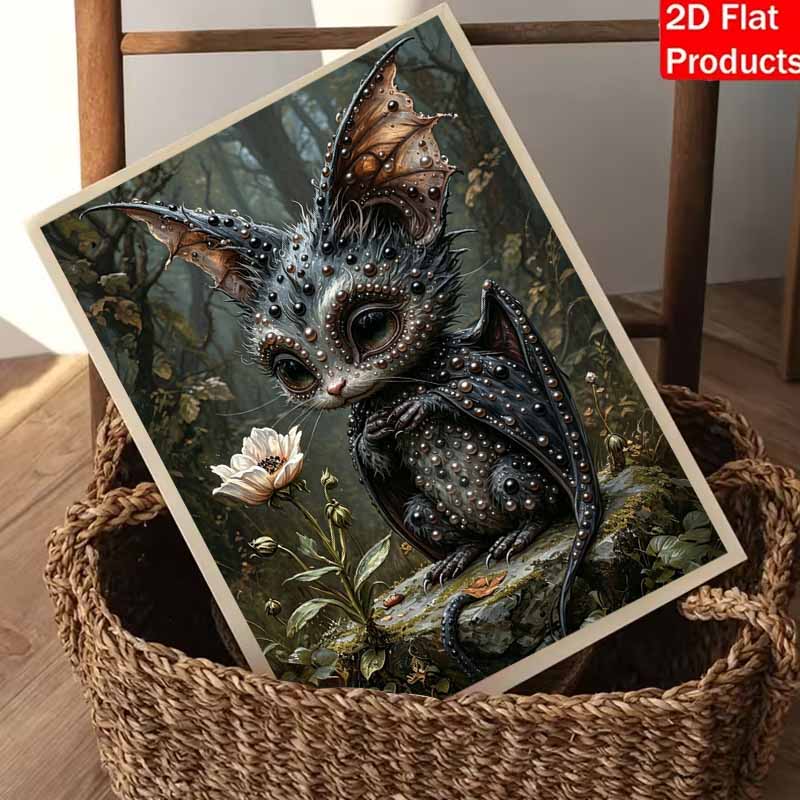 Набор для DIY-живописи жемчугом в рамке Милое лесное существо Искусство из блестящих бусин Холст, готовый к демонстрации Настольный декор Подарок Эстетичный Фантастическое произведение искусства