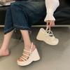 Fashion Womens Strappy Platform Sandals Fashion Open-toed High-heeled Sandals for Women Designer Square Toe Wedge Sandal Sandalias Mujer