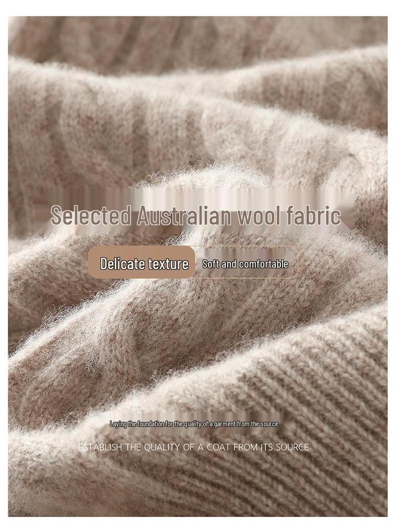 Men's Autumn/Winter Pure Wool Half-High Collar Zipper Sweater