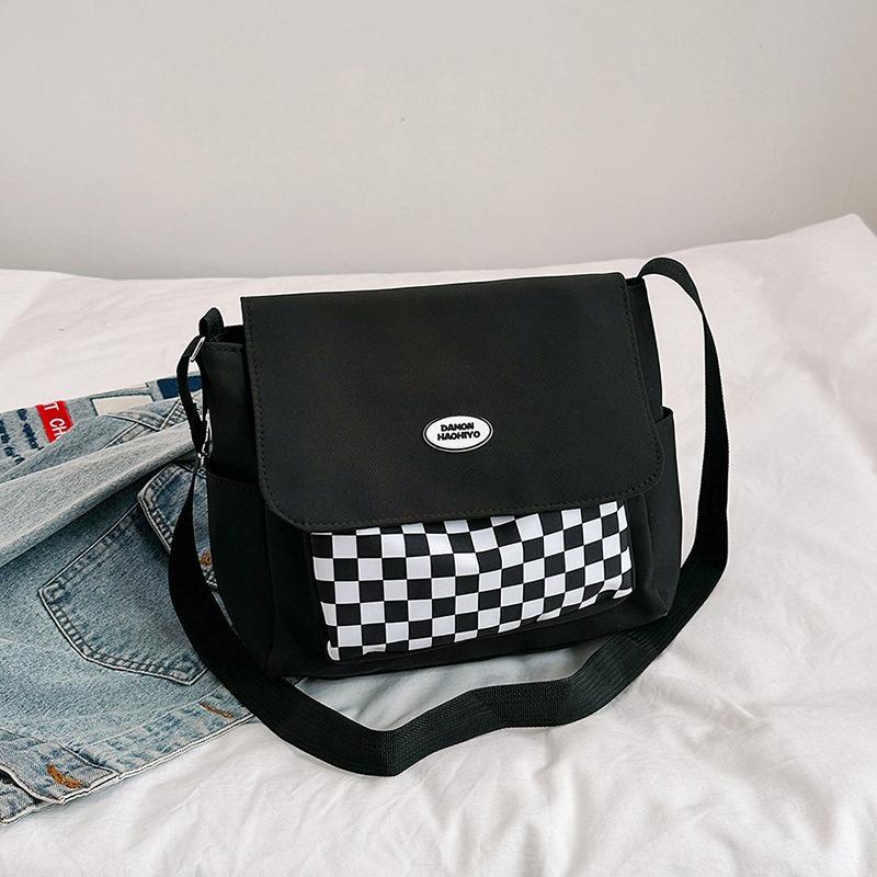 Большая вместительная сумка-мессенджер для поездок на работу, корейская клетчатая сумка, сумка через плечо для студенток, холщовая сумка для студентов