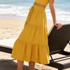 Женская летняя многоярусная юбка-макси А-силуэта с высокой талией, плиссированная, расклешенная, длинная, повседневная, летящая, пляжная, в стиле бохо