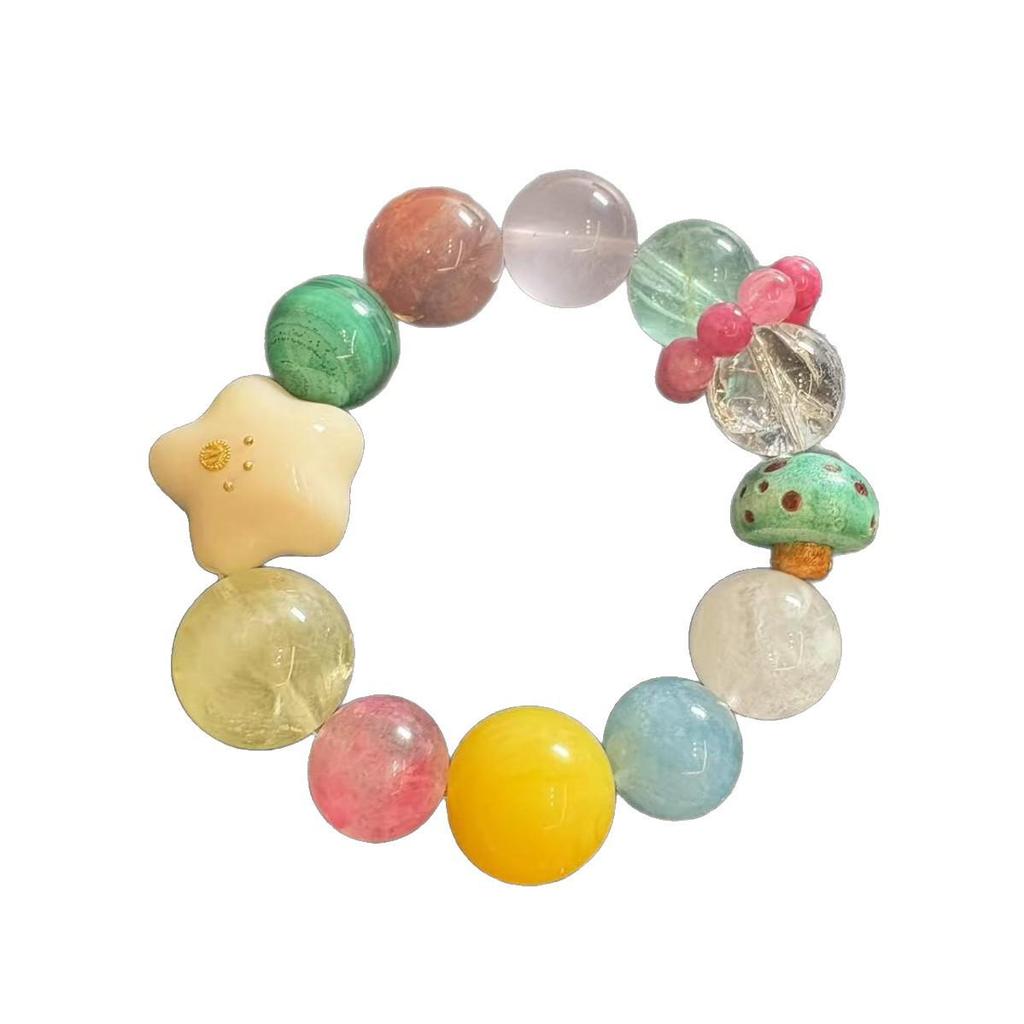 New Style Natural Crystal Antler Mushroom Bead Bracelet