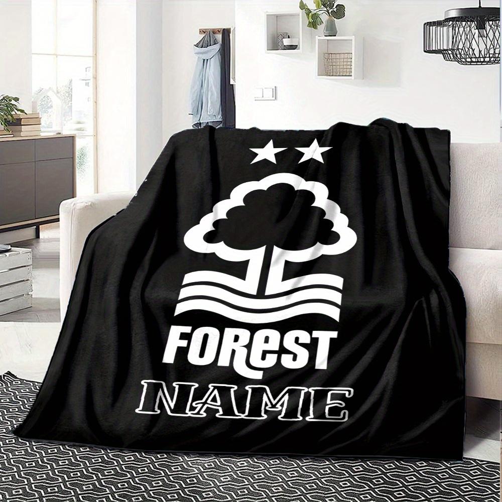 Forest Name Tree Logo Blanket Lightweight Blanket For Sofa Bed Travel Camping Living Room Office Sofa Chair And Bed Digital Printed Fleece Blanket