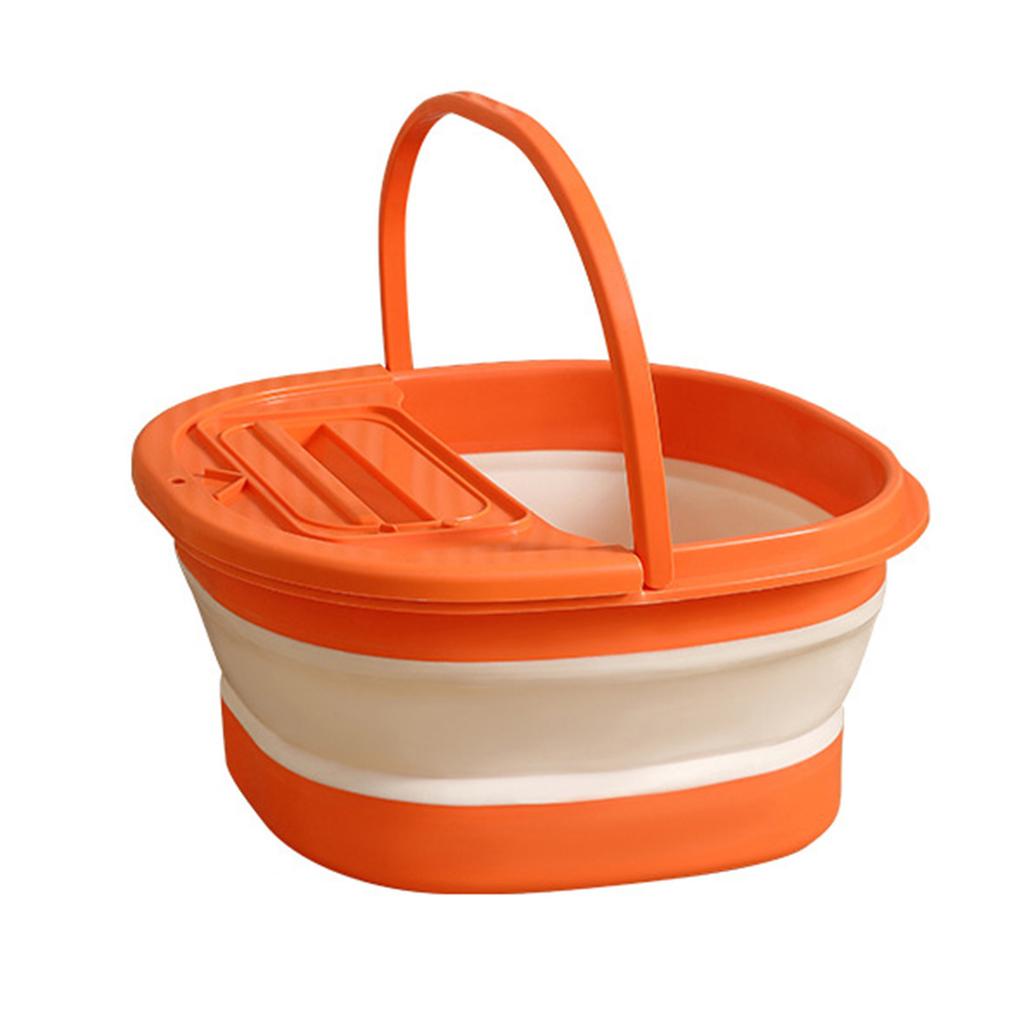 Складная ванночка для ног, утолщенный таз для замачивания ног с массажной точкой для дома, квартиры, общежития, оранжевый, белый