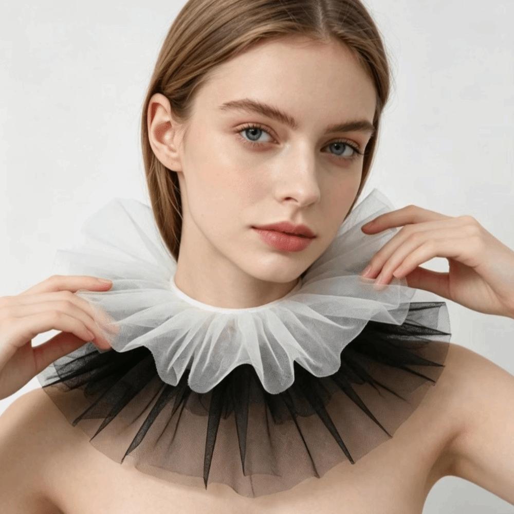 Detachable Fake Collar Shawl Ruffle Mesh Makeup Neck Shawl Vintage Neck Collar Cosplay Event