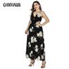 Plus Size Women's New Printed Holiday Sexy V Neck Halter Slip Dress
