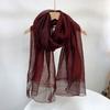 Двухслойный шарф из шелка и шерсти, тонкий однотонный шарф из тутового шелка для весны и осени, женский шелковый шарф, специальное предложение