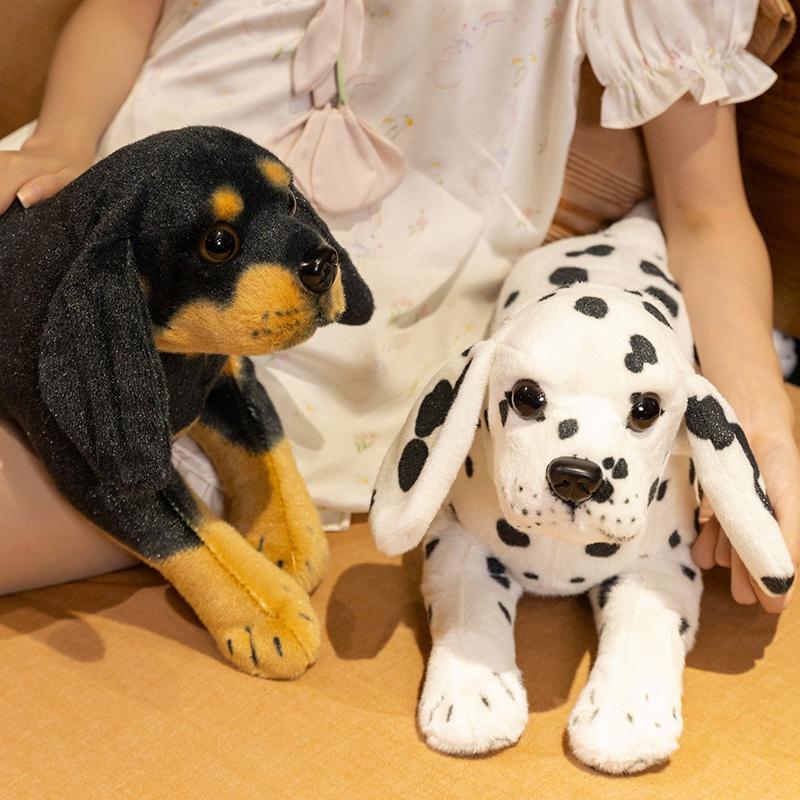 50CM Simulated Lying Rottweiler Dalmatian Beagle Cavalier King Charles Spaniel Plush Toys Soft Stuffed Lifelike Puppy Dog Doll