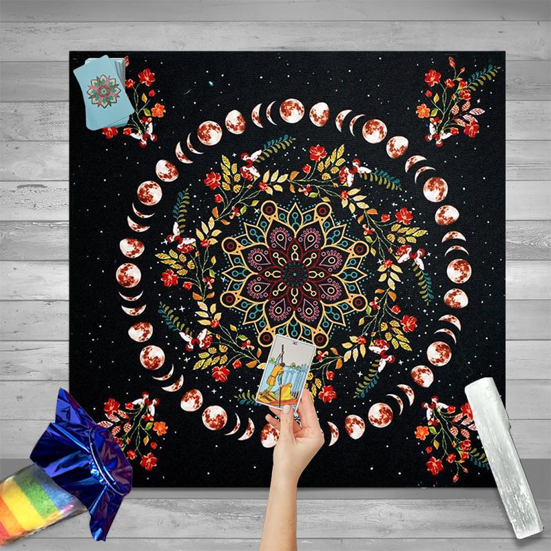 1 шт. Скатерть Таро, гадальный алтарь, скатерть с цветочным принтом, солнце и луна, подвесная ткань, гобелен, декор для вечеринки