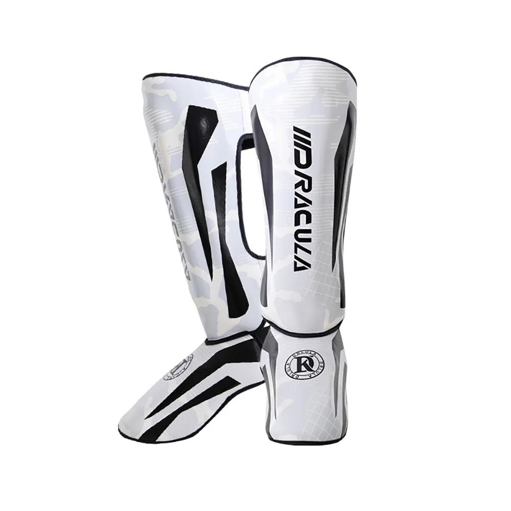 1 Pair High-Quality PU Leather Boxing Shin Guards Ankle Protector MMA Muay Thai Training Leg Warmers Light Kicking Shin Pads 1