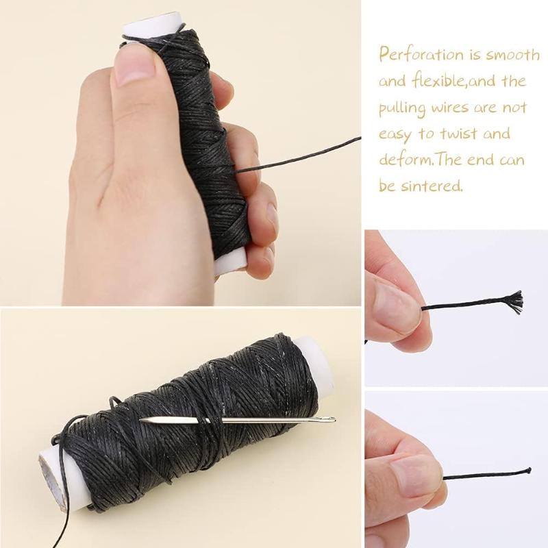 32 ярда вощеной нити и иглы для ремонта кожи для домашней обивки, ковров, холста, ремонта и шитья (черный)
