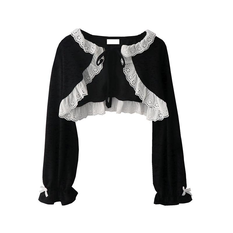 Кардиган на шнуровке в стиле ретро с расклешенными рукавами для ранней осени