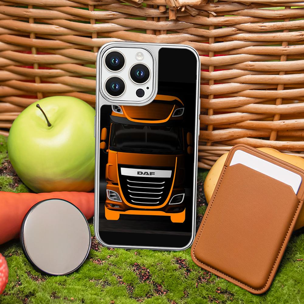 Daf logo cool car fashion design Phone Case for iPhone 16 15 14 13 12 11 Pro Max Sheepskin Silver-edged protective case