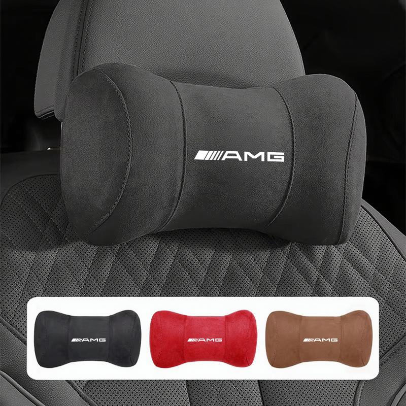 Car Seat Safety Headrest Pad Auto Emblem Neck Pillow For Mercedes Benz AMG W203 W206 W220 W205 W211 W212 W201 W168 W169 W167 GLC