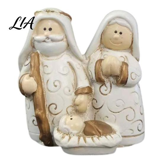 Winter Holiday Window Decorations Mini Resin Nativity Figurine for Christmas Desktop Decor, Holy Family Manger Decorative Religious Figures
