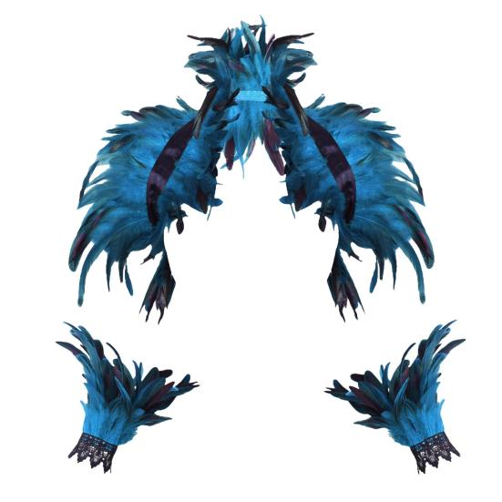 1 комплект, поддельный воротник с кольцом на запястье, готический стиль, перьевая шаль, имитация перьев, ажурное кружево, унисекс, сценическое шоу, Хэллоуин, косплей, шарф на плечо