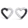 [M6192] - Silver Earrings 'Love' Black White Silver (rhodium-plated) - 9x9 Mm