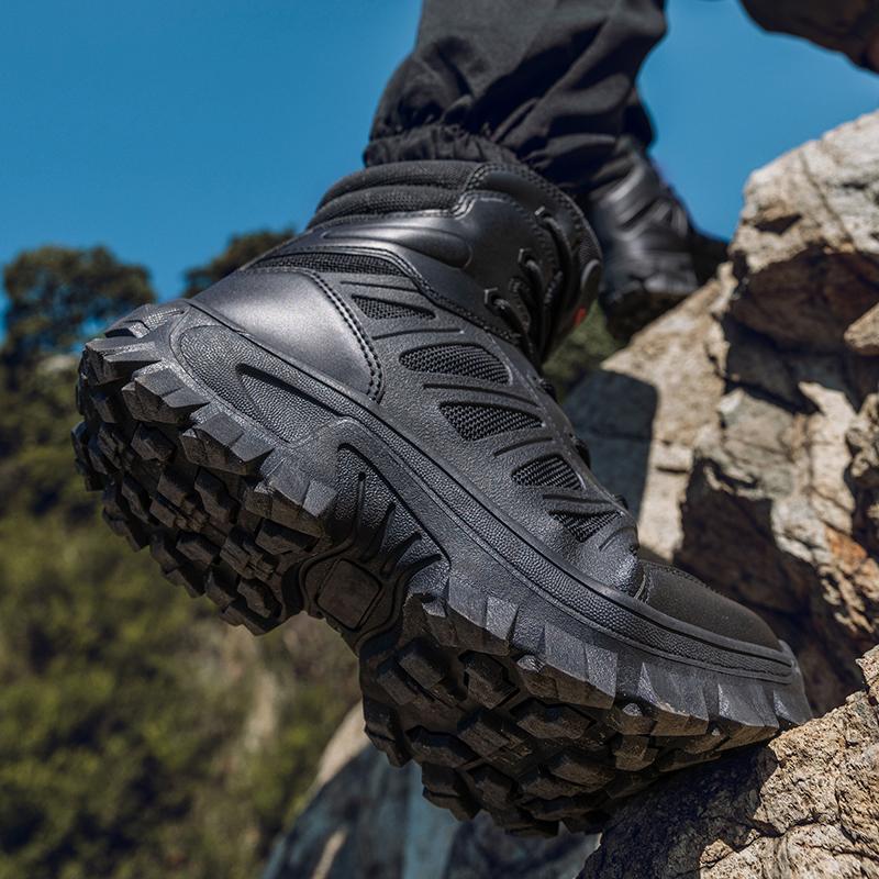 Мужские уличные ботинки с высоким голенищем, шнуровка, дышащие, противоскользящие, дышащие тактические ботинки, мужские амортизирующие повседневные ботильоны