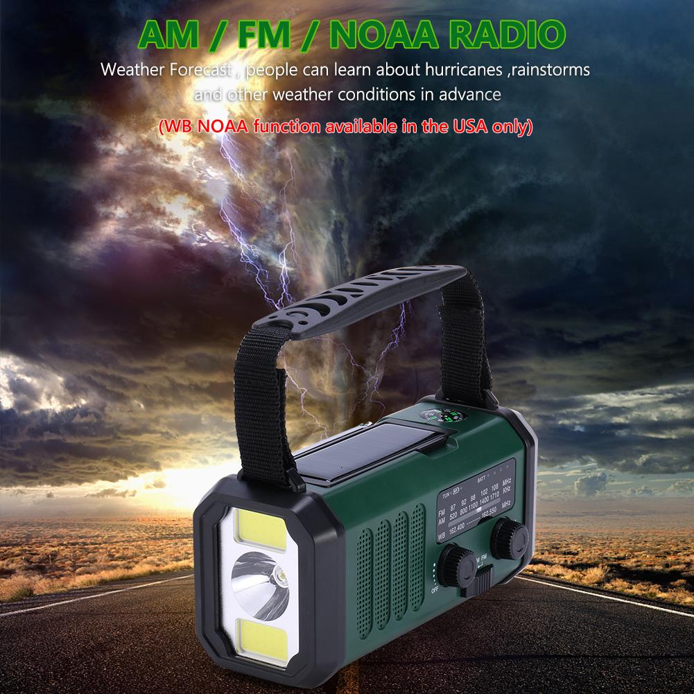 Светодиодный аварийный повербанк AM/FM/WB 10000 мАч Радио с ручным заводом Фонарик Лампа для чтения Аварийное радио Ручной завод Солнечная панель с компасом