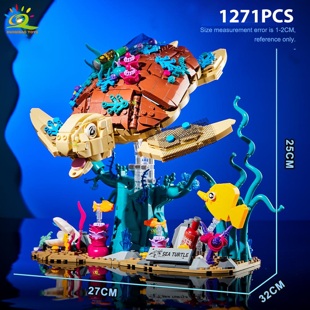 1271Pcs Moc Sea Turtle Model Building Block Fish Animal Series Brick Construction Toy For Children Desk Home Decoration