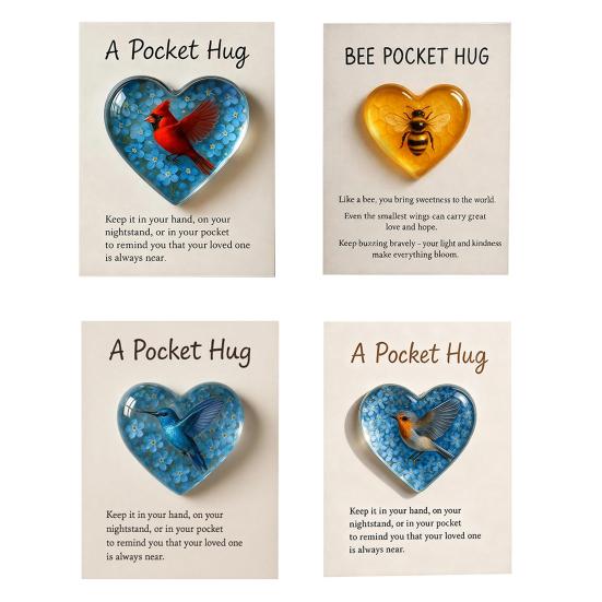 Hummingbird Pocket Hug Token Heart-Shaped Comfort Gift for Loss & Long Distance Sympathy Keepsake with Card Portable Emotional Support