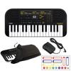 CASIO Mini Keyboard Dedicated AC Adapter Dust Cover Set Do Re Mi Sticker SA-51 (Black) + AD-E95100LJ + [Name Included]